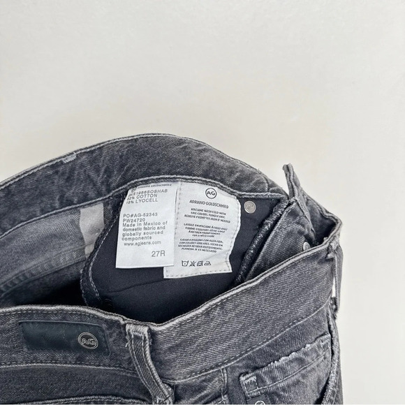 Anthropologie Womens 27 AG The Alexxis Cropped Straight Jeans Grey Wash Raw Hem - Picture 10 of 16